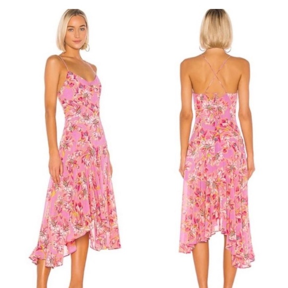 Astr Dresses & Skirts - ASTR the Label Pink Floral Fit & Flare Midi Dress